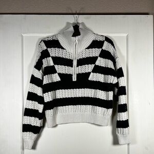 a new day Black and White Striped Sweater